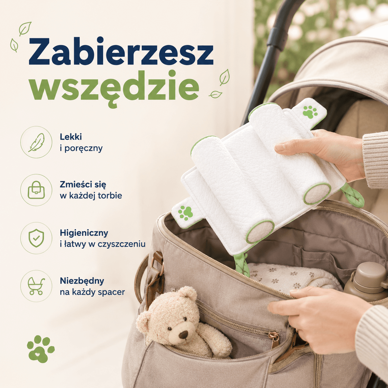 Poduszka stabilizująca TUOLA - miękkie podparcie główki do gondoli i łóżeczka.