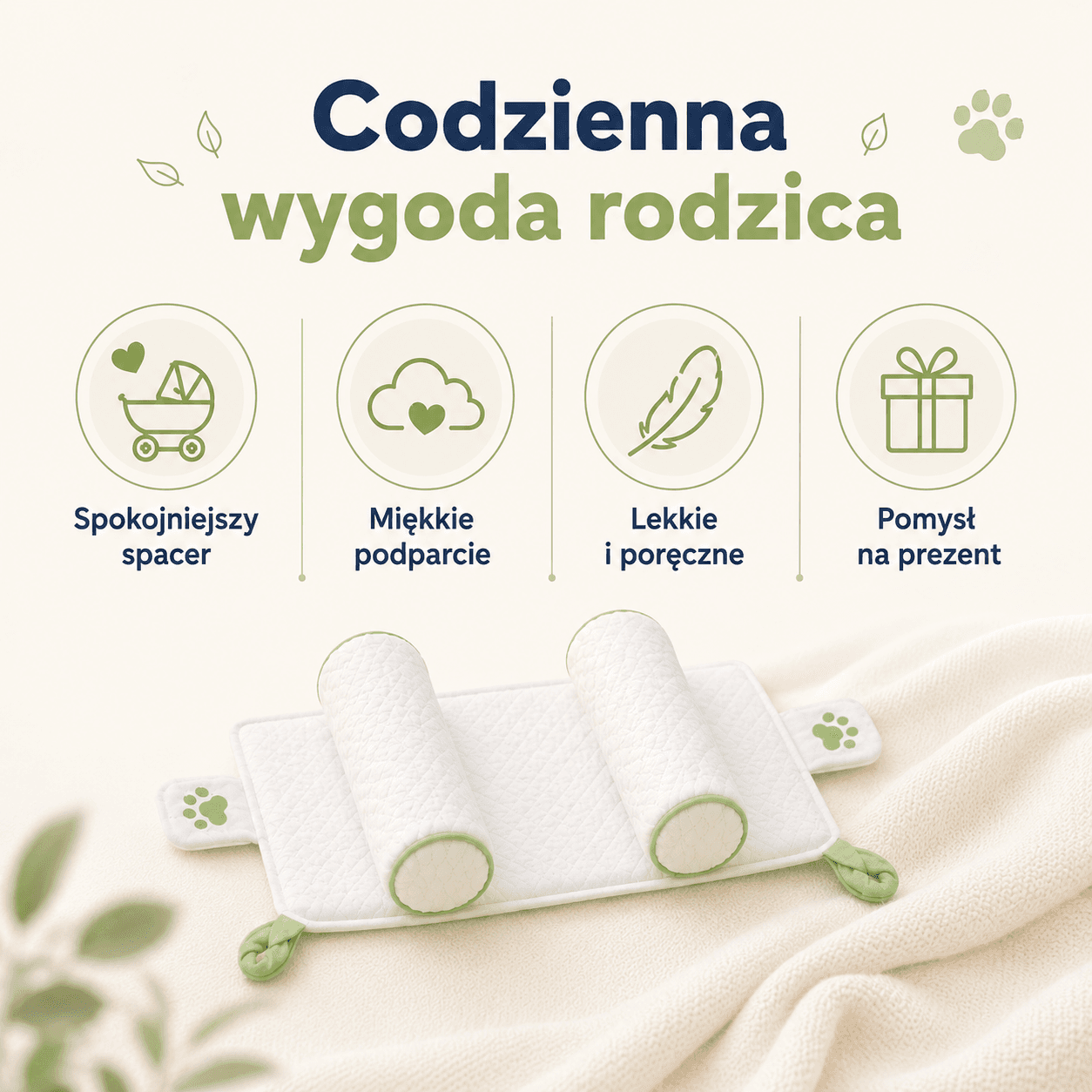 Poduszka stabilizująca TUOLA - miękkie podparcie główki do gondoli i łóżeczka.